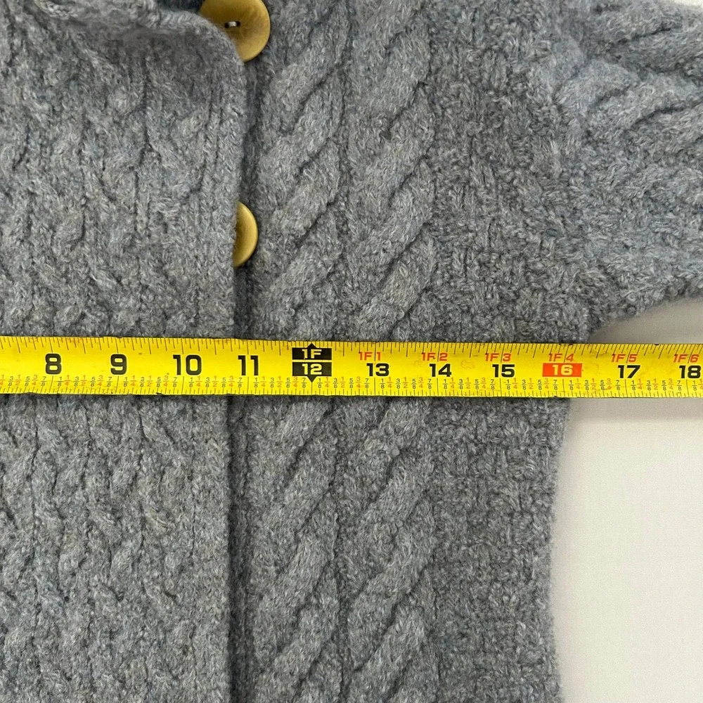 Aran Woollen Mills Cardigan Womens Small Blue Merino Wool Cable Knit Ireland